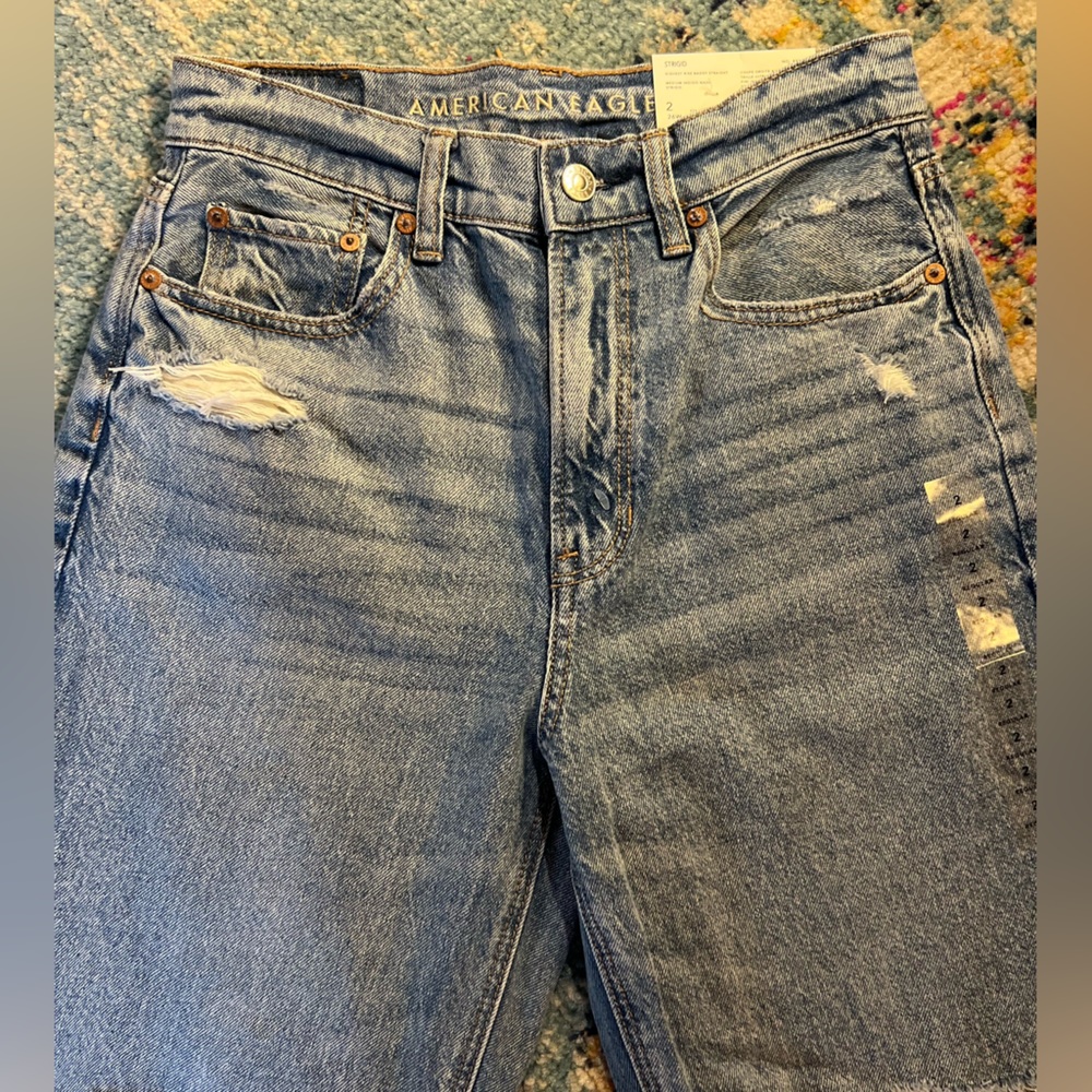 NWT! American Eagle AE Strigid Ripped Highest Waist Baggy Straight Jean - Picture 11 of 13